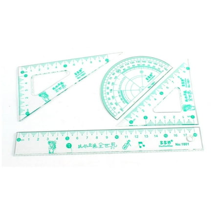 4 in 1 words pattern protractor triangle math geometry ruler set clear