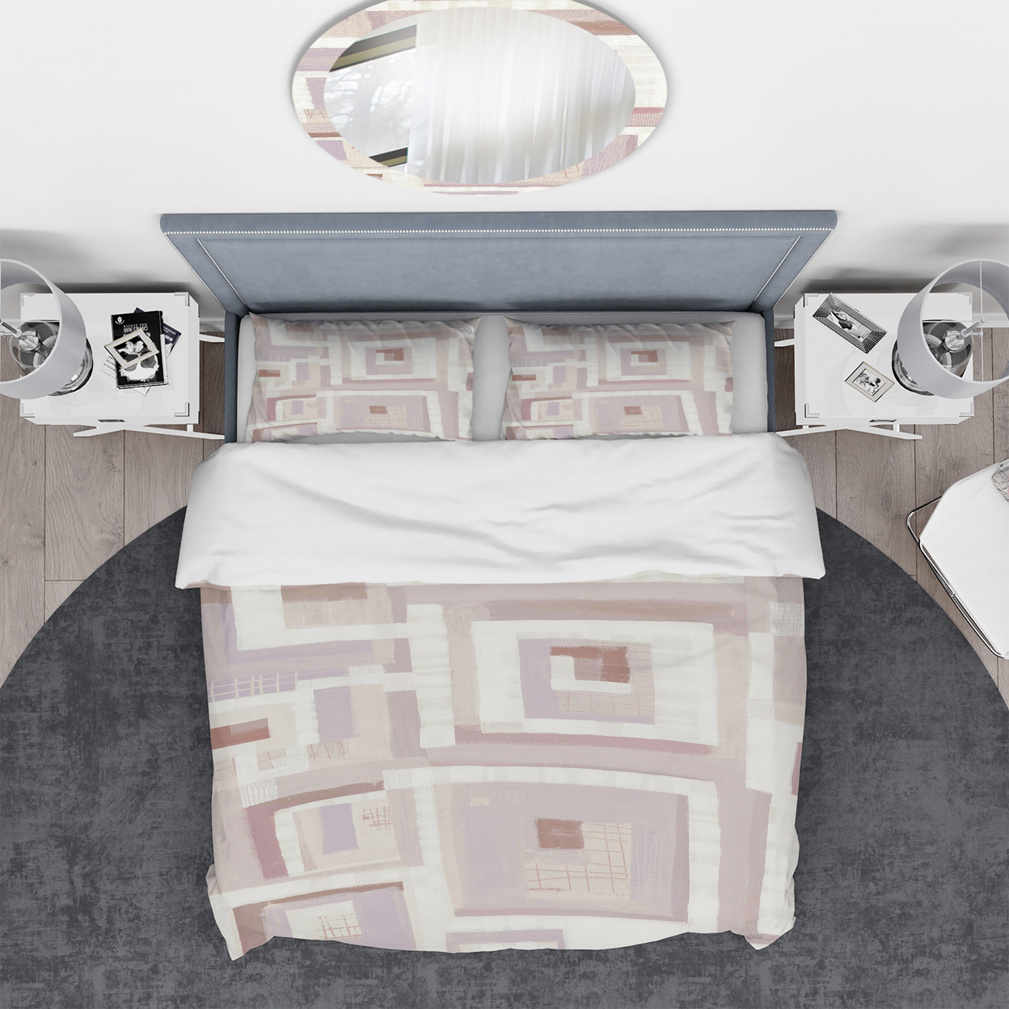 Designart 'Pink Geometric Form Windows I' Geometric Duvet Cover Set
