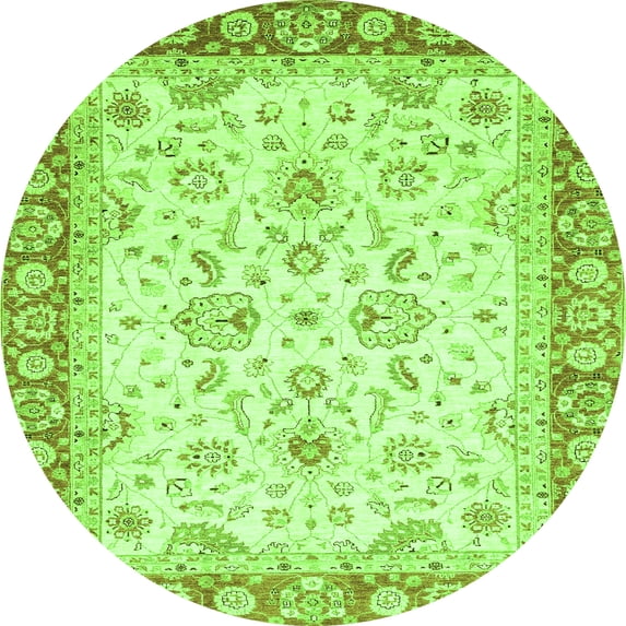 Ahgly Company Indoor Round Oriental Green Traditional Area Rugs, 4' Round