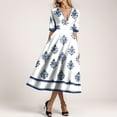 thumbnail image 2 of vigerkar Womens 2025 Summer Casual V Neck Boho Maxi Dress Flowy Aline Bell Sleeve Wrap Tiered Floral Dresses Navy, L, 2 of 6