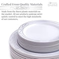 thumbnail image 5 of DISPOSABLE 40 PC DINNERWARE SET | 20 Dinner Plates | 20 Salad Plates | Heavy Duty Plastic Dishes | Elegant Fine China Look | Bella Collection (Silver), 5 of 6