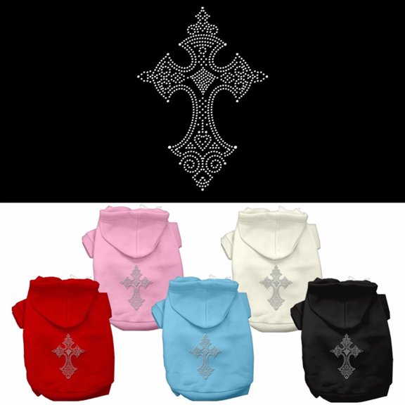 Pet, Dog Cat Hoodie Rhinestone,, "Cross"