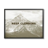 Stupell Industries Keep Climbing Inspirational Mountain Graphic Art Black Framed Art Print Wall Art, Design by Jacob Green