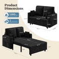 thumbnail image 3 of 3 in 1 Pull Out Couch, Convertible Sleeper Sofa Bed, Loveseat Sofa Couch with Cup Holders, USB & Side Pocket,  for Living Room, Bedroom, Includes Toss Pillows, Black, 3 of 6