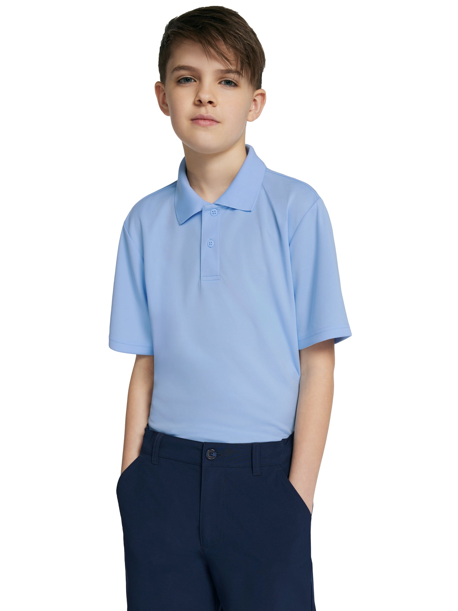 Wonder Nation Boys School Uniform Short Sleeve Performance Polo Shirt, 2-Pack, Sizes 4-18 & Husky