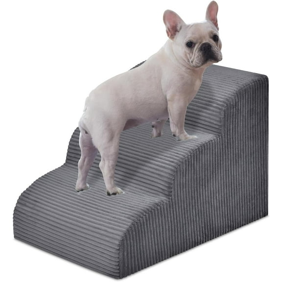 Dog Steps for Small Dog, 3-Step Pet Ramp for High Beds and Sofa, Non-Slip Pet Stairs for Small Dogs and Cats, Removable and Easy to Clean Pet Stairs, Dark Gray