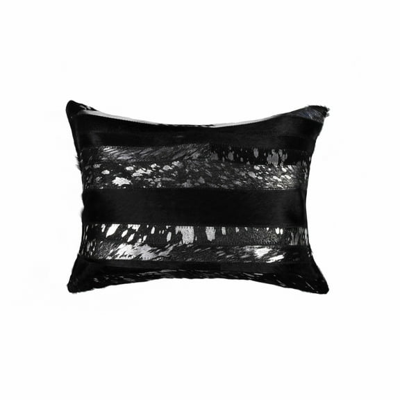 12" x 20" x 5" Black and Silver  Pillow