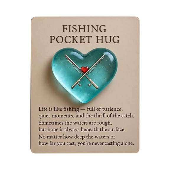 FishingPocketHug Acrylic Heart-Shaped Pocket Hug Decoration, Cute Home Desk Decor, Gift for Friends, Valentine's Day, Anniversary, Wedding, Romantic Keepsake,A