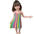thumbnail image 4 of EnJoCho Girls Dress toddler Kids Crew Neck Summer Sleeveless Sundress Casual Beach Rainbow Party Dress Little & Big Children Fashion Party Dresses 18-24 Months, 4 of 8