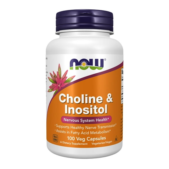 NOW Supplements, Choline & Inositol 500 mg, Healthy Nerve Transmission*, Nervous System Health*, 100 Capsules