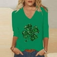 thumbnail image 2 of ICHUANYI Women's Classic Casual St. Patrick's Day V-neck 3/4 Sleeve Long Sleeve Tops Blouse, 2 of 4