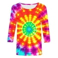 thumbnail image 5 of CYMMPU 3/4 Sleeve Blouses for Women Dressy Casual Tunic Tops Spring Tops Loose Fit Fall Fashion Shirts Crew Neck Tie Dye Ombre T-Shirts Multicolor XL, 5 of 5