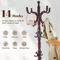thumbnail image 4 of Wooden Coat Rack Stand, Vintage Natural Birch Wood Coat Racks Freestanding, Solid Coat Tree Stand with 14 Hooks, Classic Sturdy Coat Racks Hall Tree for Entryway, Office, 4 of 8