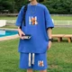 thumbnail image 3 of Conjunto de verano para hombre, camiseta con estampado de gofres, pantalones cortos, traje, diseño de marca elegante, pantalones deportivos de moda, conjunto de 2 piezas, 3 of 5
