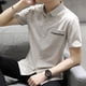 thumbnail image 2 of Camisa y blusa para hombre con bolsillo, manga corta, cuello alto, elegante, estética, estilo coreano, ropa informal asiática de alta calidad, 2 of 5