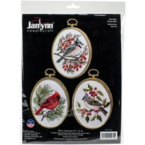 Winter Birds Embroidery Kit Set Of 3-3"X4" Stitched In Floss, Pk 1, Janlynn