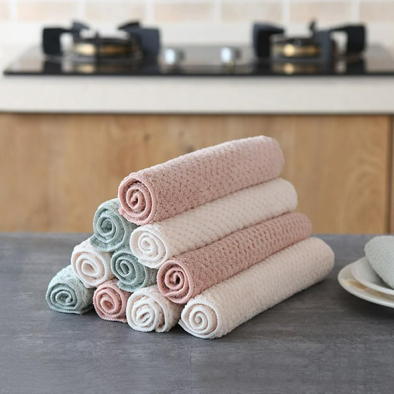 MOOSUP Reusable Kitchen Cloth Dish Towels, Restaurant Cleaning Cloths,  Super Absorbent Coral Fleece Cleaning Wipes, Rags for Cleaning Table Chair  Dish