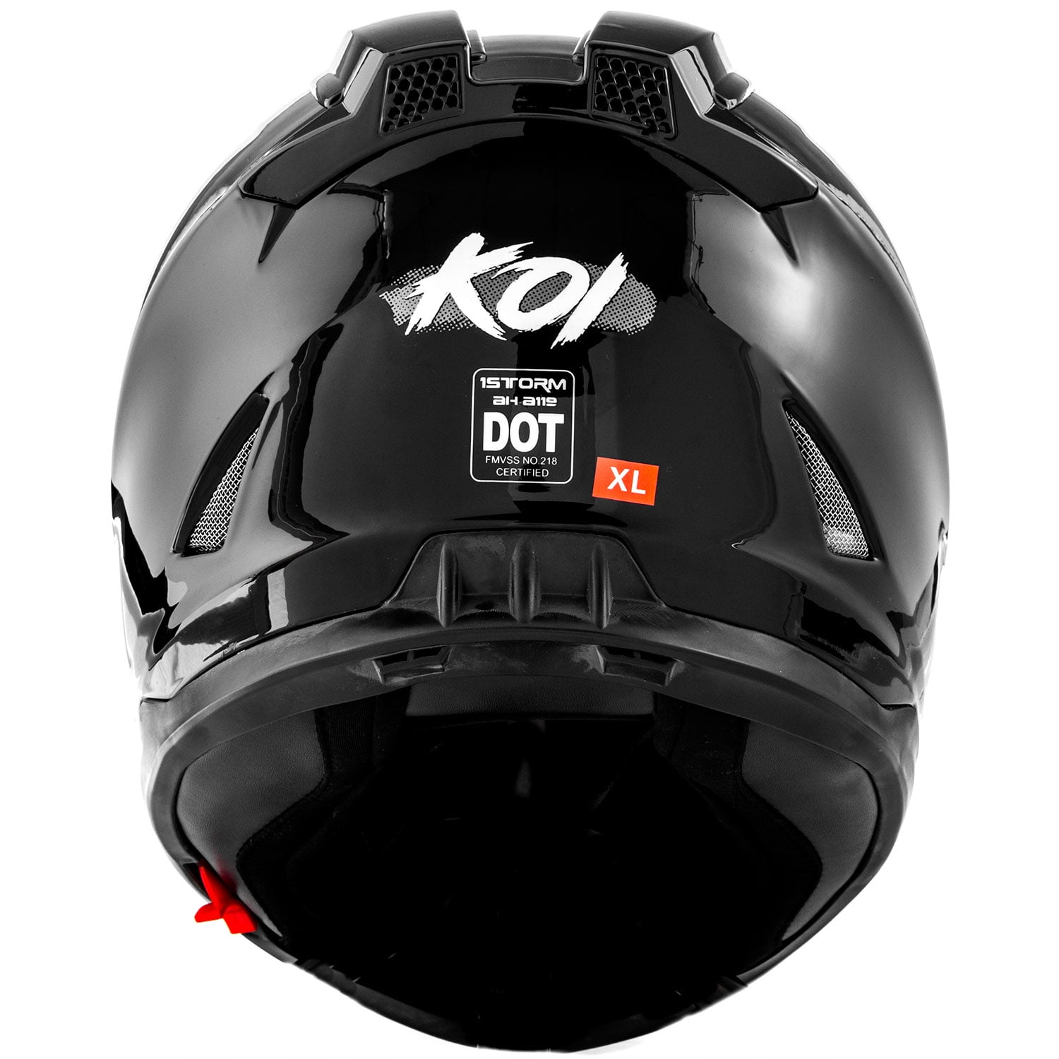 DOT Motorcycle Helmet Full Face KOI Gloss Black w/ Clear Visor - Adult