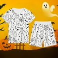 thumbnail image 2 of TIWEKE Ensemble de Tenues pour Garçons Imprimé Halloween Col Rond Manches Courtes Pyjama Confortable Taille Élastique Usage Quotidien pour Enfants 2-12 Ans Vêtements de Détente de Qualité, Tailles 6-7 Ans, 2 of 3