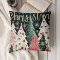 thumbnail image 3 of YINGXI  Pink Christmas Tree Merry Christmas Throw Pillow Cover,  Pink Christmas Cushion Case Decoration for Sofa Couch 12x12in, 3 of 5