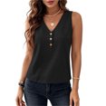 thumbnail image 4 of LEAVINGSUO Tank Tops for Women Summer Sleeveless V-neck Imitation Linen With Blouse Shirt Black S, 4 of 8