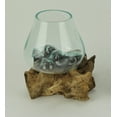 thumbnail image 4 of Zeckos Clear Molten Glass On Teak Driftwood Base Decorative Bowl Vase Terrarium Planter, 4 of 5