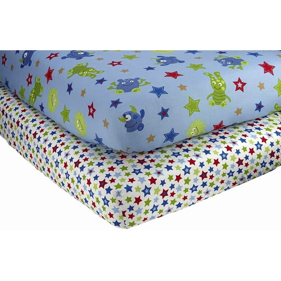 Little Bedding by NoJo Monster Babies - 2 Count Crib Sheet Set