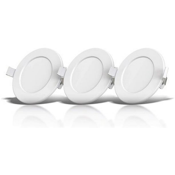 Focos empotrables regulables con luz blanca cálida, perfil bajo para iluminación residencial y aplicaciones comerciales, eficiencia energética y protección contra salpicaduras de agua, paquete de 3