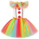 thumbnail image 3 of Disfraz de Pennywise de payaso espeluznante de Halloween para niños, ropa elegante para fiesta de carnaval, vestido con tutú de Joker de circo y arcoíris para niñas pequeñas, 3 of 5