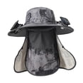 thumbnail image 3 of Sombrero de ancha con ventilador solar para pesca, protección solar, impermeable, ajustable, para playa, pescador, hombres y mujeres, para Gris, 3 of 8