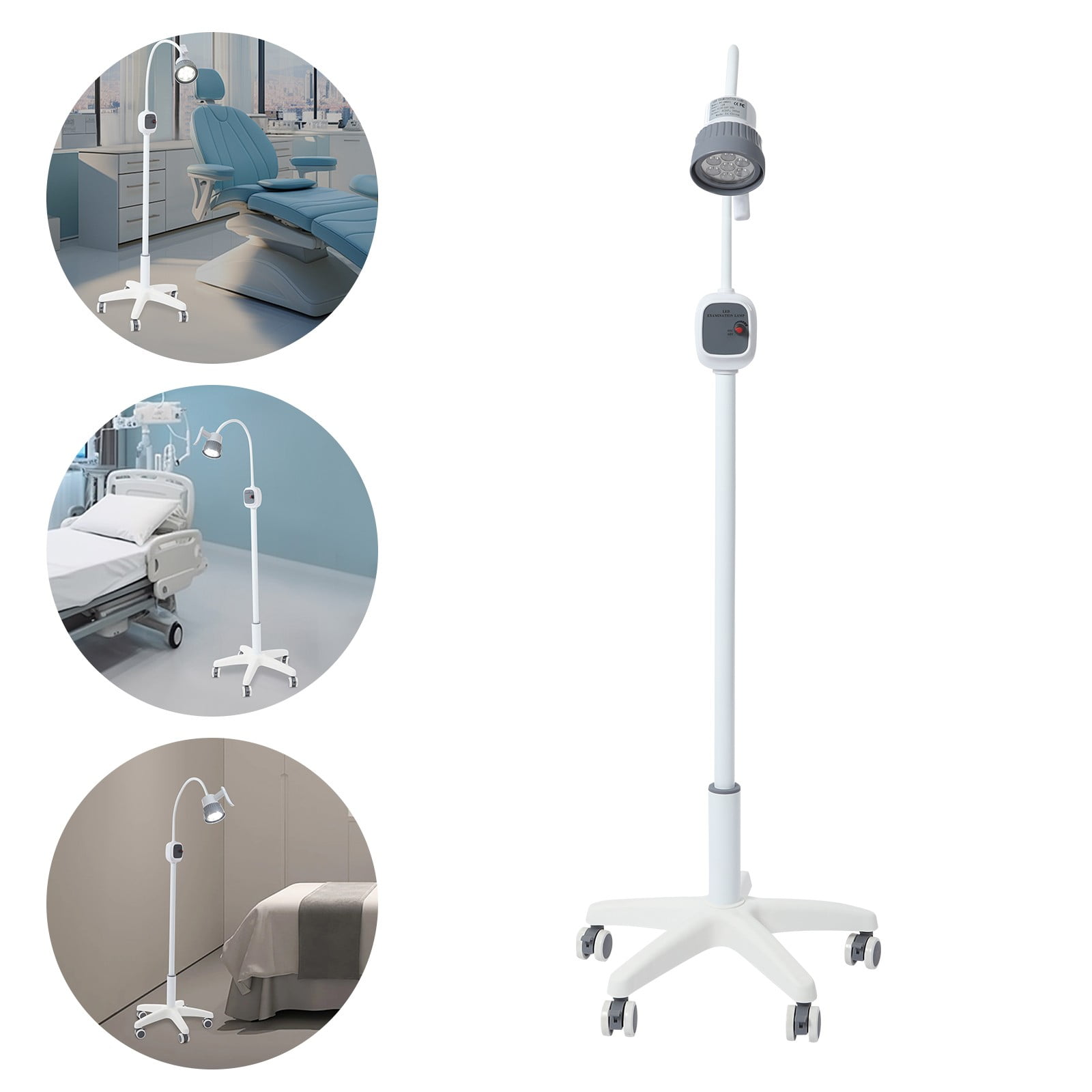 White ABS Five-Pin Oral Cavity Auxiliary Lighting Lamp With Adjustable Light And Cold Light Led Mobile Lighting Table Lamp For Diagnosis And Treatment.