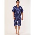 thumbnail image 2 of Lars Amadeus Conjunto de pijama de satén para hombre, con botones y estampado de corazones, ropa de dormir corta, ropa de descanso, conjuntos de pijamas Azul M Unique Bargains Conjunto, 2 of 5