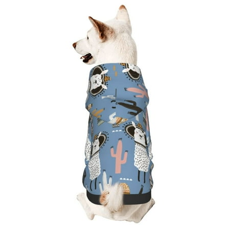 Haiem Llamas And Cactus for Winter Dog Hoodie Sweatshirts with Pockets Warm Dog Clothes for Small Dogs Chihuahua-Medium