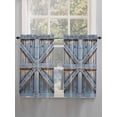 thumbnail image 5 of Farmhouse Wood Grain 2 Panel Kitchen Curtains for Windows, Vintage Country Barn Gate Textured Bathroom Privacy Curtain, Home Décor Window Treatment for Bedroom/Living Room 55"x45", 5 of 6