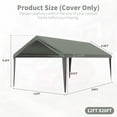 thumbnail image 2 of Pakunoda 12' X 20' Carport Canopy Replacement Cover, Portable Car Garage Shelter Party Top Tent with 34PC Ball Bungees, Light Grey (Only Cover, Frame Not Included), 2 of 8
