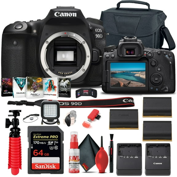 Canon EOS 90D DSLR Camera (Body Only) (3616C002)   64GB Card   Case   More (International Version)