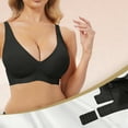 thumbnail image 5 of BWASD 3PC Bras for Women Deep V No Underwire Seamless Wirefree Bralette Push Up Support Lift Thin Strap Plunge Bra Everyday Wear Black XXXXL, 5 of 7