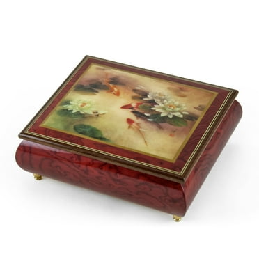 Handcrafted Ercolano Music Box with Painted Scene "Lily Pond" by Lena Liu - Everything is Beautiful