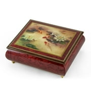 Handcrafted Ercolano Music Box with Painted Scene "Lily Pond" by Lena Liu - Under the Sea (The Little Mermaid) - SWISS