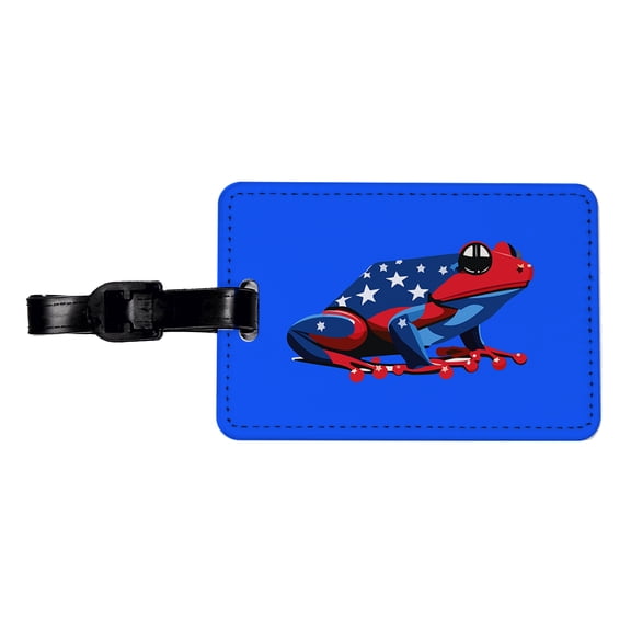 Frog Patriotic Faux Leather Travel Luggage Tag