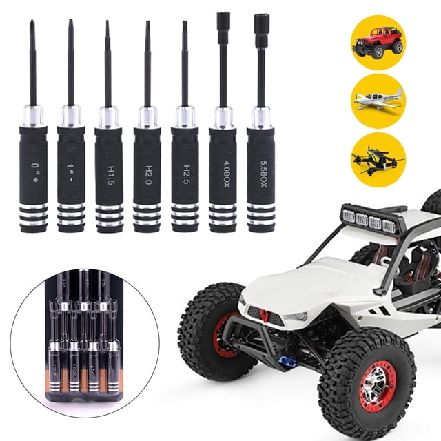 Juego de Destornilladores 7 Piezas Cgtredaw Llaves Tuerca para Dron Wltoys Axial FPV Negro
