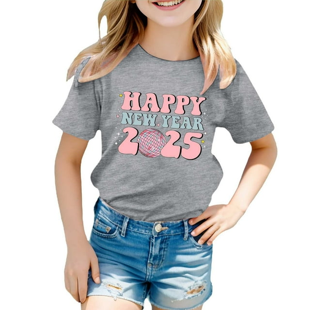 Icvfdpl Chemises pour Adolescentes, Chemises Enfants Manches Courtes Imprimés T-Shirt Doux pour la Peau Vacances 3-4 Ans