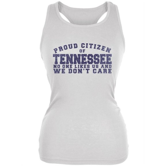 Proud No One Likes Tennessee White Juniors Soft Tank Top - Large