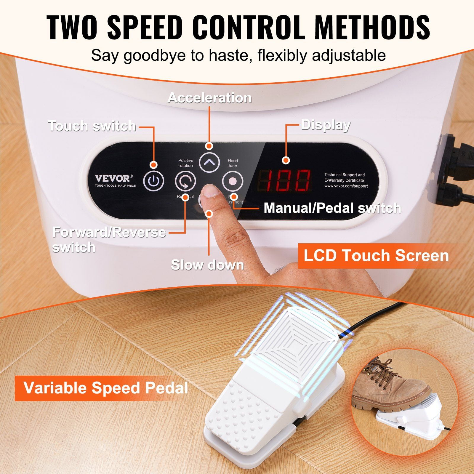 Pottery Wheel, 10 inch Pottery Forming Machine, 350W Electric Wheel for Pottery with Foot Pedal and LCD Touch Screen, White Direct Drive Ceramic Wheel with 3 Support Legs for DIY Art Craft