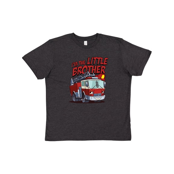 Inktastic Little Brother Fire Truck Youth T-Shirt