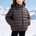 thumbnail image 2 of Kogui Kids Stand-Collar Puffer Jacket Hoodless Zip-Up Lightweight Winter Coat Ages 12M-8Y 7T 8T (Coffee,7-8 Years), 2 of 7