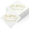 thumbnail image 1 of Teling 200 Serviettes de Mariage Feuille d'Or 3 Plis Mr et Mrs Serviettes de Cocktail de Mariage pour Réception Fête Dessert Gâteau Décorations de Table (Élégant), 1 of 7