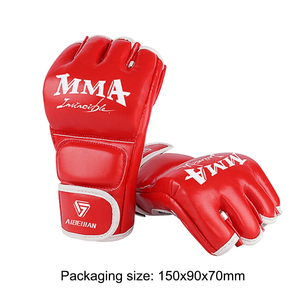 BLEEUS Half Finger Boxing Gloves Wearable Pu Breathable Sports Equipment Fitness Supplies (Red L)
