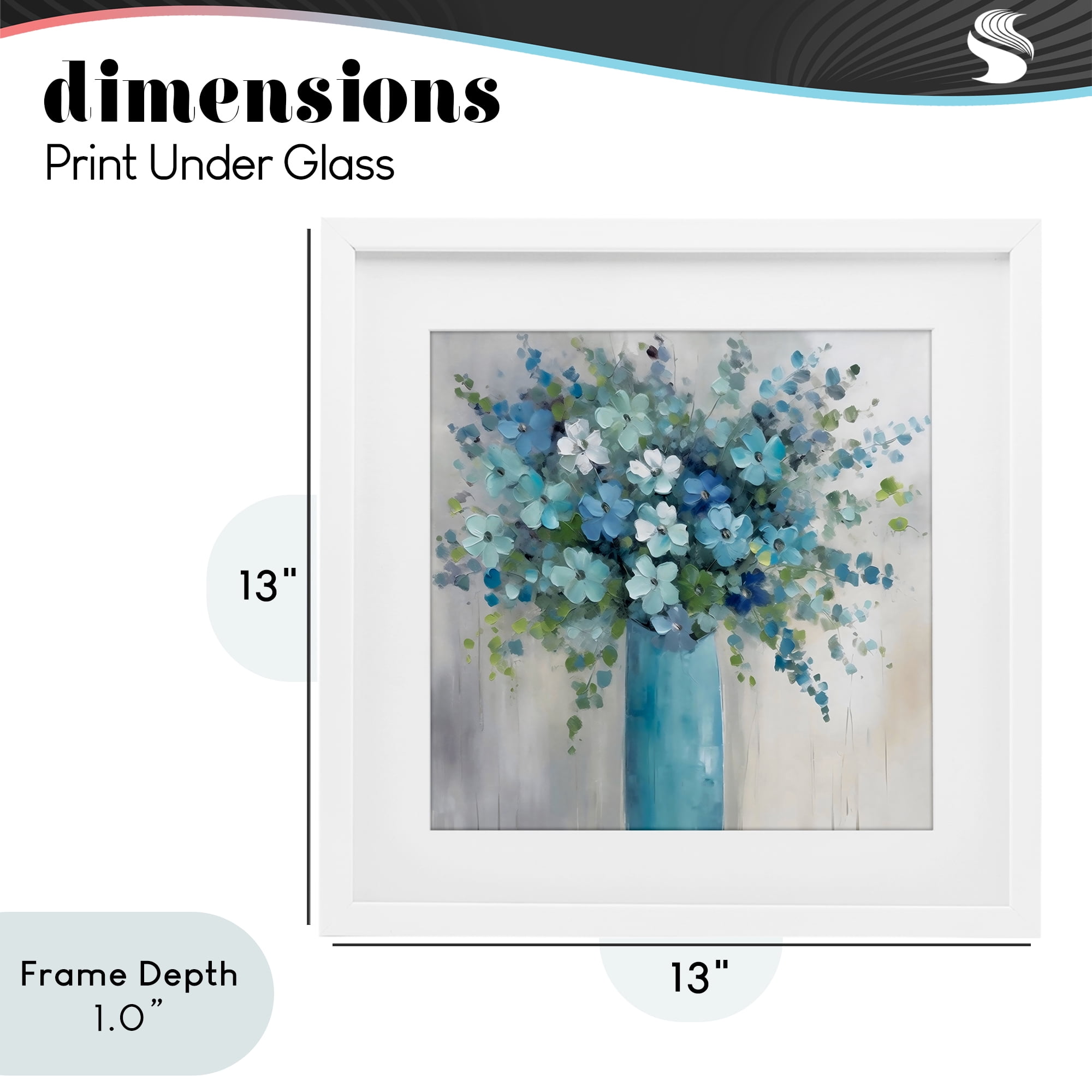 Stupell Industries Indigo Bouquet in Blue Vase White Framed Print Under Glass, design by Creative Studio