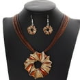 thumbnail image 2 of Ladies Retro Flower Pendant, Rope Collar Jewelry Sets - Necklace and Earrings, 2 of 10